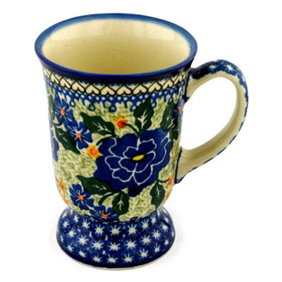 Polish Pottery Mug 8 oz Blue Perfection UNIKAT