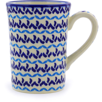 Polish Pottery Mug 8 oz Blue Tulip Meadow