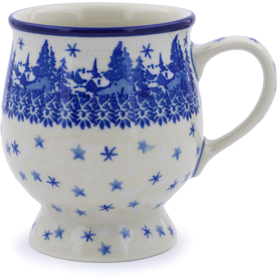 Polish Pottery Mug 8 oz Blue Winter