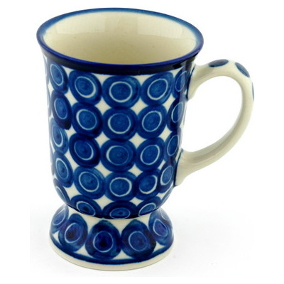 Polish Pottery Mug 8 oz Blueberry Peacock