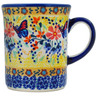 Polish Pottery Mug 8 oz Butterfly Summer Garden UNIKAT