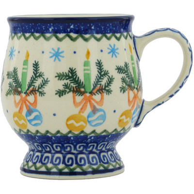 Polish Pottery Mug 8 oz Christmas Candle UNIKAT