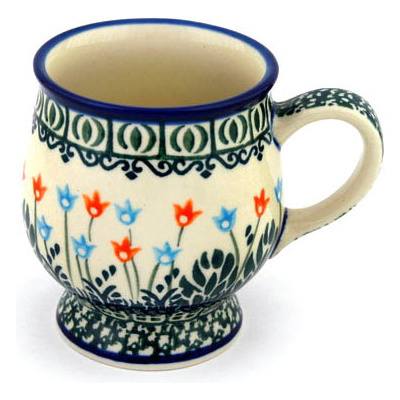 Polish Pottery Mug 8 oz Dancing Tulips