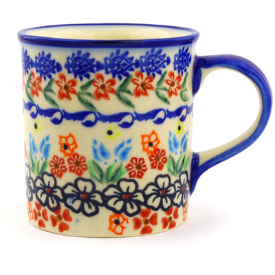 Polish Pottery Mug 8 oz Fanciful Ladybug