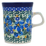 Polish Pottery Mug 8 oz Floral Blue Dreams UNIKAT