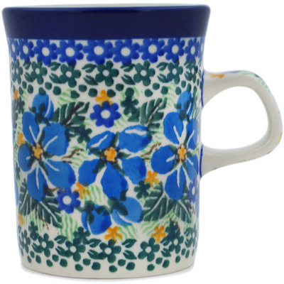 Polish Pottery Mug 8 oz Floral Blue Dreams UNIKAT