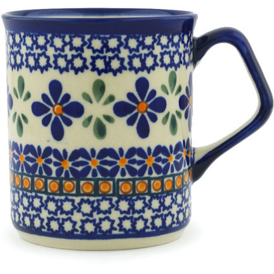Polish Pottery Mug 8 oz Gangham Flower Chain