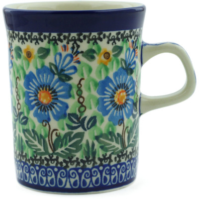 Polish Pottery Mug 8 oz Grecian Blooms UNIKAT