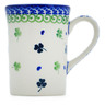 Polish Pottery Mug 8 oz Lucky Clovers