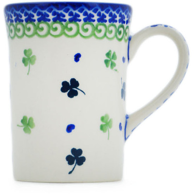 Polish Pottery Mug 8 oz Lucky Clovers