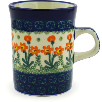 Polish Pottery Mug 8 oz Peach Spring Daisy