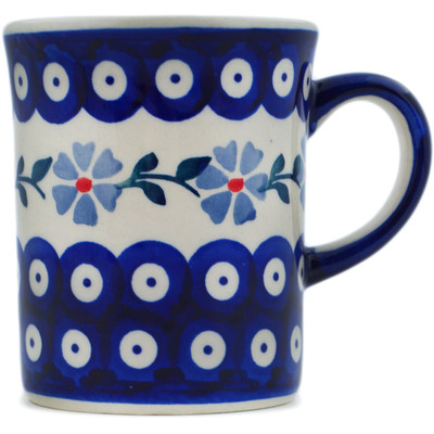 Polish Pottery Mug 8 oz Peacock Forget-me-not