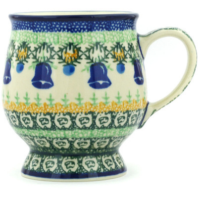 Polish Pottery Mug 8 oz Pine Bells UNIKAT