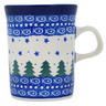 Polish Pottery Mug 8 oz Piney Forest UNIKAT