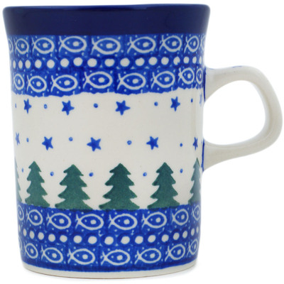 Polish Pottery Mug 8 oz Piney Forest UNIKAT