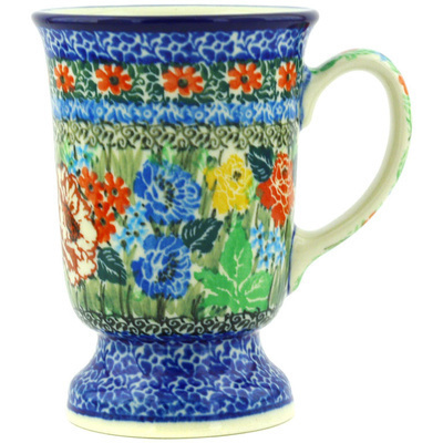 Polish Pottery Mug 8 oz Polish Garden UNIKAT