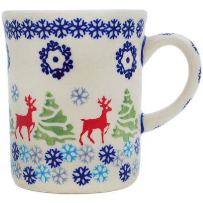 Polish Pottery Mug 8 oz Ring Around The Reindeer