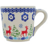 Polish Pottery Mug 8 oz Ring Around The Reindeer