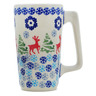 Polish Pottery Mug 8 oz Ring Around The Reindeer