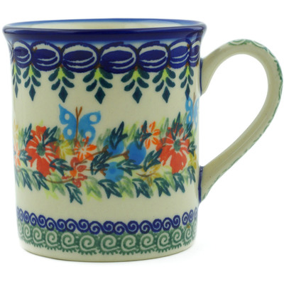 Polish Pottery Mug 8 oz Ring Of Flowers UNIKAT