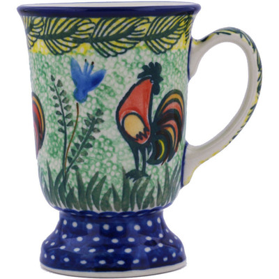 Polish Pottery Mug 8 oz Rooster Parade UNIKAT