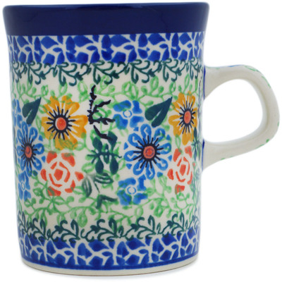 Polish Pottery Mug 8 oz Spring Wreath UNIKAT