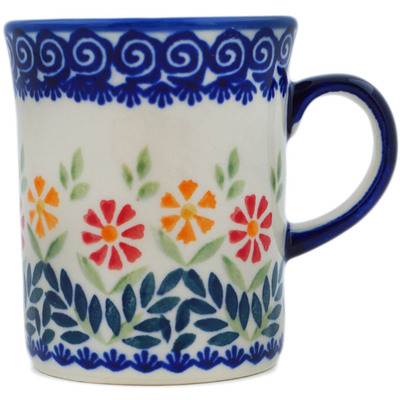 Polish Pottery Mug 8 oz Wave Of Flowers