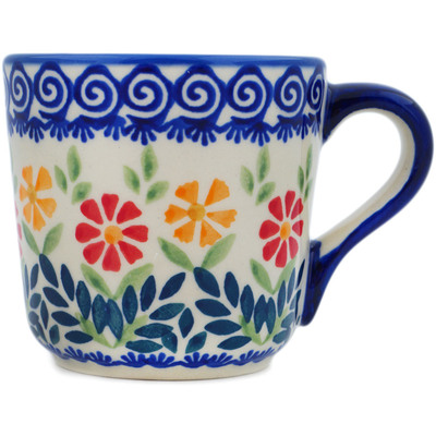 Polish Pottery Mug 8 oz Wave Of Flowers