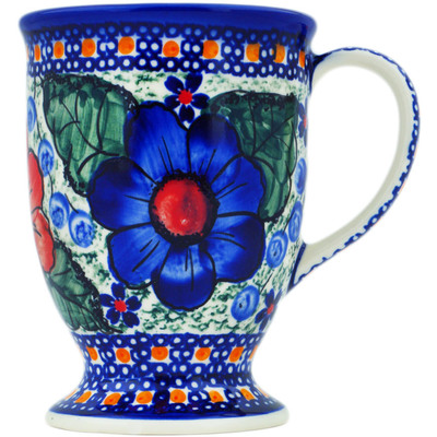 Polish Pottery Mug 9 oz Bold Pansy UNIKAT