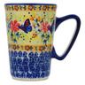 Polish Pottery Mug 9 oz Butterfly Summer Garden UNIKAT