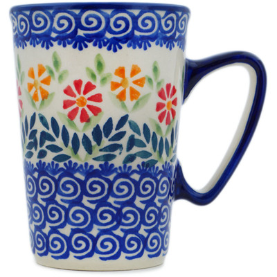 Polish Pottery Mug 9 oz Wave Of Flowers