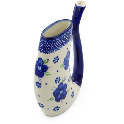 Polish Pottery Mug with Straw 10 oz Bleu-belle Fleur