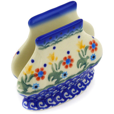 Polish Pottery Napkin Holder 3-inch Spring Flowers