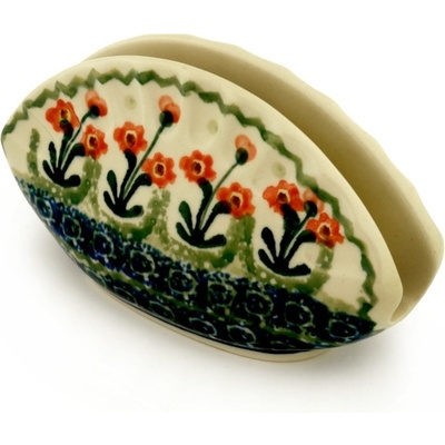 Polish Pottery Napkin Holder 5&quot; Peach Spring Daisy