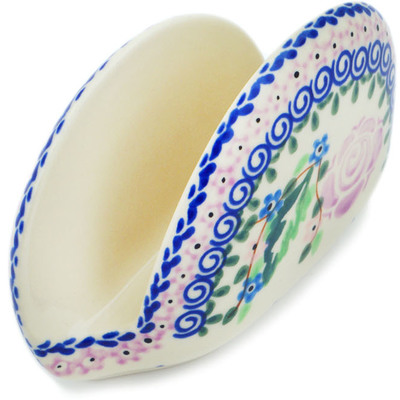 Polish Pottery Napkin Holder 5&quot; Retro Rose UNIKAT