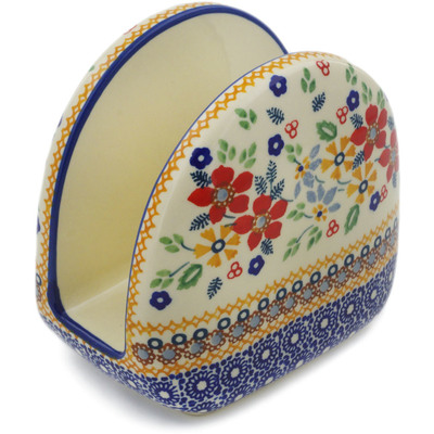 Polish Pottery Napkin Holder 5&quot; Summer Bouquet UNIKAT