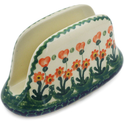 Polish Pottery Napkin Holder 6&quot; Peach Spring Daisy