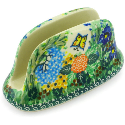 Polish Pottery Napkin Holder 6&quot; Spring Garden UNIKAT