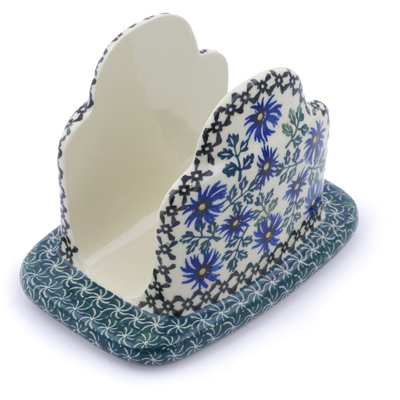 Polish Pottery Napkin Holder 7&quot; Blue Chicory