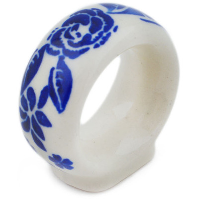 Polish Pottery Napkin Ring 2&quot; Cobalt Dreams