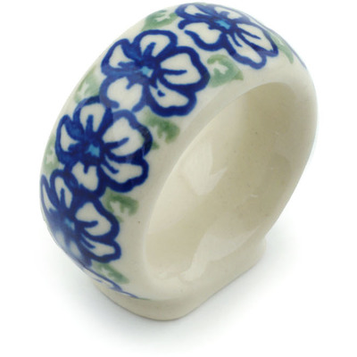 Polish Pottery Napkin Ring 2&quot; Fields Of Glory