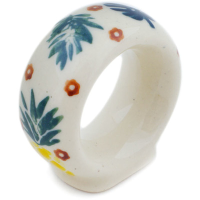 Polish Pottery Napkin Ring 2&quot; Pineapple Parade