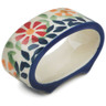 Polish Pottery Napkin Ring 2&quot; Wave Of Flowers