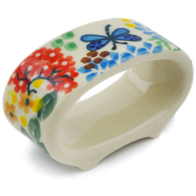 Polish Pottery Napkin Ring 3&quot; Garden Delight UNIKAT
