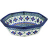 Polish Pottery Octagonal Bowl 8&quot; Gingham Flowers