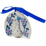 Polish Pottery Ornament Bird 3&quot; Peacock Forget-me-not