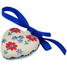 Polish Pottery Ornament Heart 3&quot; Full Blossom