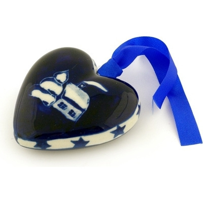 Polish Pottery Ornament Heart 3&quot;