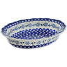 Polish Pottery Oval Baker 0&quot; Peacock Forget-me-not