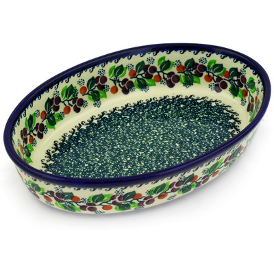 Polish Pottery Oval Baker 11&quot; Berry Garland